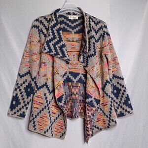 Selfie Couture Open Cardigan Sweater Womens XS/S Knit Long Sleeve Southwestern